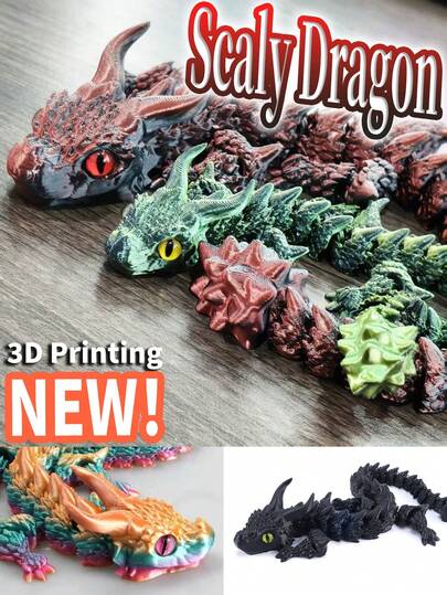 1 pieza Estatua de dragón de doble cuerno 3D, con articulaciones flexibles, figura de dragón, adecuada para decoración del hogar/oficina/colección de fantasía, decoración de jardín, adorno de dragón, adecuada para regalo de cumpleaños o festividad