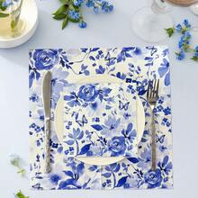 20pcs Blue Flower And Butterfly Printed Disposable Paper Napkins, 13inch, 2-Ply, Wedding Deco Party Napkins, Suitable For Valentine's, Birthday, Outdoor Gatherings, Restaurant, Hotel, Festive Disposable Party Supplies, Floral Paper Napkins - Hot - View 6