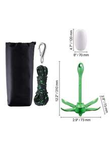 Kayak Anchor Kit, 3.5 Lb Paddle Board Anchor Kit With 26.2 Ft/8 M Rope And Buoy, Folding Small Boat Anchor With Storage Bag And Snap Hook, Kayak Accessories For Kayaks, Small Boats, Canoes - Green - View 10