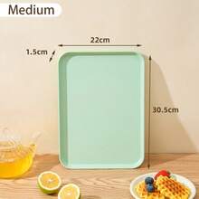 1个马卡龙色托盘，可重复使用的塑料水果/甜点盘，带支架，多功能零食盘，底部防滑，创意糖果盘，厨房装饰及用具 - 彩色 - 查看 28