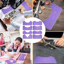 Kit de Herramientas para Camisas de Sublimacin 68 Piezas Juego de Reglas de Medicin de Camisa Reutilizable Alineacin de Cuello Redondo y Cuello en V Regla Gua para Camiseta Hoja de Tefln - Morado - Ver 9