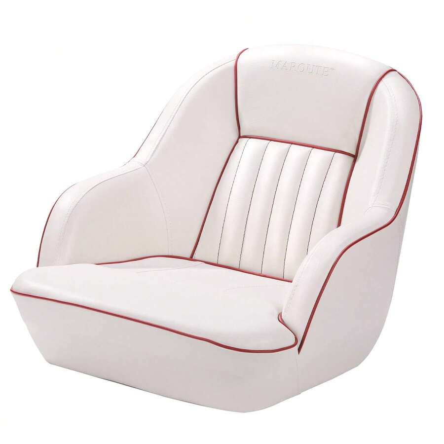 Techigher Pontoon Captain Bucket Seat, Fishing Chairs With Thickened Sponge Padding For Boats, Sightseeing, Speedboat, Canoe - White and Red - View 1