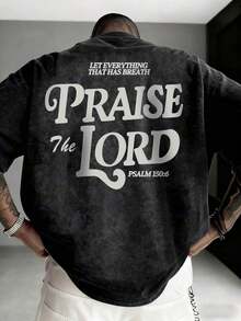 Nuevos artículos populares de 2026Zrgoth: Camiseta de manga corta para hombre, versátil, minimalista, con estampado. |   Tema de los Salmos Bíblicos - Negro - Ver 13