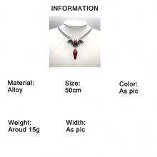 哥特朋克风男士蝙蝠十字吊坠项链，复古酒红色棺材形吊坠 - A - 查看 2
