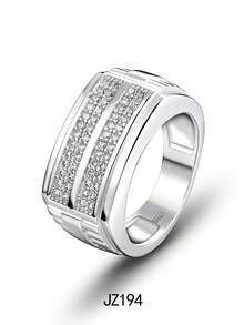 925 Sterling Silver Wide Band Men's Fashion Ring, Unique Design Vintage Style, Suitable For Party, Wedding, Halloween, Christmas, Daily Wear - Silver - View 36