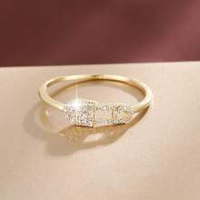 1pc Minimalist Design Zirconia Inlaid Women's Ring - Multicolor - View 5
