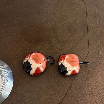 Retro Splatter Paint With Hanging Ring Earphone Case Compatible With Huawei Freebuds 7i, Freebuds 2, Freebuds SE 3, Freebuds 5i, Galaxy Buds Pro 3, Cute Korean Style Earphone Case