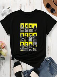 Warner Bros Batman 80 Years Anniversary T Shirt With Classic Batman Characters Design For Fans And Collectors - 黑色 - 查看 2