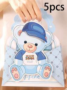 1个小熊主题派对礼品袋，婴儿派对糖果袋，适合小熊主题生日派对、婴儿派对装饰，儿童最爱（蓝色、粉色），婴儿派对、生日礼物 - 彩色 - 查看 10