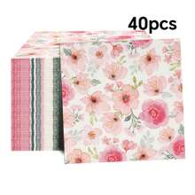 20 cái/40 cái/60 cái/80 cái/100 cái/200 cái/Bộ khăn ăn, khăn ăn vuông mềm 2 lớp màu hồng họa tiết vườn, chưa gấp 33cm*33cm, phù hợp cho: Đám cưới, tiệc trà, trang trí tiệc sinh nhật, trang trí tiệc, vật dụng tiệc, trang trí ngày lễ, vật dụng ngày lễ - Nhiều màu - Xem 10