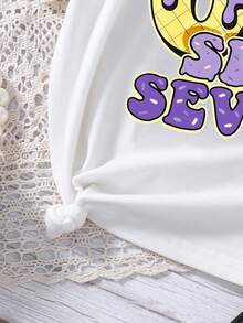 Bộ áo tay ngắn và chân váy thắt eo in hình hoạt hình cho bé gái. - trắng - Xem 5