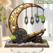 1pc, 2D Flat Acrylic, Middle Eastern Character Cannon Decor Acrylic Decor For Eid & Ramadan Gifts, Arabic Home Accent, Islamic Desktop Decor For Daily Prayer & Ramadan, Gift For Muslim Friends And Family, Artistic Religious Theme - Multicolor - View 5