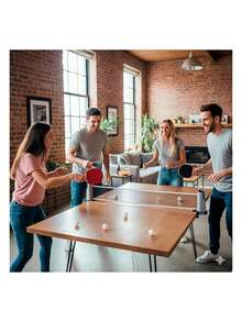 Juego de Ping Pong con Red Extensible, 2 Raquetas y 6 Pelotas. Bluelander - Negro - Ver 5