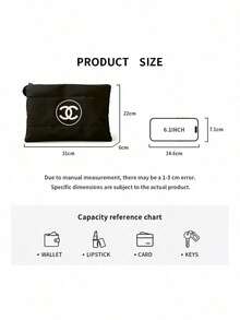CHANEL Women's Quilted Cosmetic Bag, Available In Black And White, Featuring Signature Logo, Multiple Interior Pockets, Zipper Closure, Luxurious Makeup Storage Pouch, Suitable For Daily Use And Travel - Black - View 9