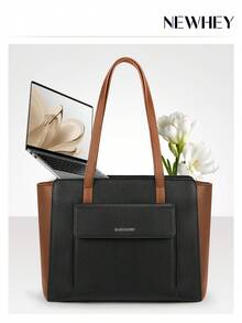 NEWHEY Women's PU Leather Handbag, Large Shoulder Bag With Zipper, Waterproof Tote Bag, Anti-Theft Crossbody Bag, Suitable For Travel, Casual, Business, Lightweight Occasions, Back To School Essential - Multicolor - View 3