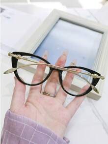 1pc Bestselling Makeup-Free Miracle Cat Eye Frame Men's Super Light Fashion Transparent Frame Flat Glasses, Suitable For Everyday Wear - Clear - View 3