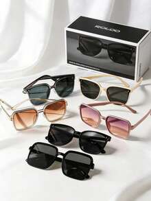 Set de 6 gafas de sol con marco cuadrado retro, adecuadas para adolescentes, accesorio perfecto para vacaciones, picnics y fiestas - Multicolor - Ver 2