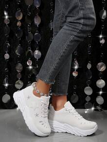 Giày thể thao đế cao 2026, giày da thể thao đế dày, kiểu dáng Hàn Quốc thời trang, giúp tăng chiều cao cho nữ/học sinh. - trắng - Xem 4