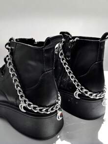 1pc/1pair/1set Versatile Diamond Studded Star And Moon Shoe Chains/Shoe Accessories, Canvas Shoes/Boots With Street Style Exquisite Pendants - Silver - View 2