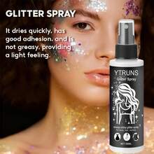 Mopoyat Spray con brillo plateado, polvos metálicos, spray para cabello y cuerpo, ilumina el maquillaje, maquillaje festivo, actuaciones en escena, crea un efecto brillante, maquillaje deslumbrante, fácil de aplicar, textura refrescante y no grasa, realza el efecto del maquillaje, aporta luminosidad, perfecto para fiestas. - Gris Claro - Ver 5