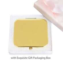 HLJ  PDOZV Espejo compacto pequeño barato cuadrado dorado de 2.8 x 2.8 pulgadas marco de metal de estilo liso mini lupa de doble cara espejo 1X/2X para bolso se puede utilizar como regalo para mujer86 - Oro01 - Ver 6