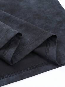 Men's Classic Black Drawstring Shorts Set, Casual Solid Color Printed T-Shirt, Men's 2-Piece Outfit, Fitness Apparel, Men's 2-Piece Set, Men's Suit, Men's 2-Piece, Black 2-Piece Set, Suitable For Spring/Summer Daily Wear, Street Style Sports - Black - View 7