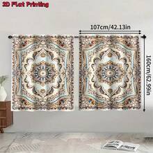2pcs Bohemian Pattern Curtains, Digital Printed Retro Coffee Color Pattern, Privacy Protection Curtains Suitable For Bedroom, Living Room, Dining Room, Bar, Party, Dorm, Home Decor - Multicolor - View 11