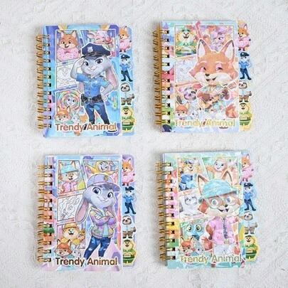 朱迪和尼克主题优质A7螺旋笔记本，适合学生随身携带（随机图案）