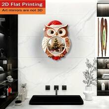 Creative Owl Shaped Wooden Frame, Fashionable Acrylic Round Mirror Wall Decor - Suitable For Home, Living Room, Bedroom, Studio, Patio Wall, No Power Supply Needed, Ideal For Wedding, Christmas, Valentine's Day, Thanksgiving And Other Holiday Gifts And Decorations. Please Peel Off The Protective Film On The Front Before Use. - 1pc - View 2
