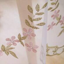 1pc Perforated European Embroidered Sheer Curtain, Semi-Blackout, Minimalist Pastoral Style, Suitable For Balcony, Living Room, Bedroom, Casement Window - Multicolor - View 6