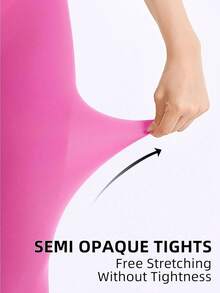 1 Pair Of Candy-Colored Women's Plus-Size Pantyhose, Super Soft Solid Color Semi-Transparent Pantyhose, High-Waisted Polyester Stockings, Sizes: XS-XXXL, 10 Colors To Choose From, Suitable For Daily Use. - Multicolor - View 20