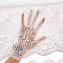 1pc European Style Lace Semi-Sheer Curtain, Embroidered Curtain Panel, Rod Pocket Curtain, Divider Curtain, No Drilling Required