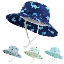 婴儿遮阳帽，可爱宽檐夏季渔夫帽，男女宝宝均适用 - 男童印花大沿盆帽 - 查看 2