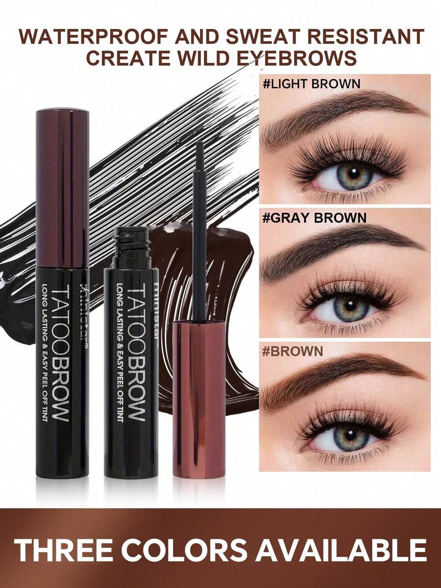 1pc Tattoo Eyebrow Gel Tint | Semi-Permanent Waterproof & Smudge-Proof Formula | Creates Full Natural Brows | Long-Lasting Eyebrow Makeup - Nhiều màu - Xem 1