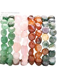 12-Colour Natural Stone Crystal Irregular Jewellery Making Beads -8*10mm Amethyst&Green Aventurine Spacer Beads Suitable For DIY Jewellery, Bracelet And Necklace Crafting Supplies - Multicolor - View 12