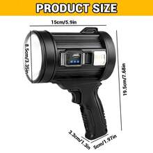 Rechargeable Spotlight, 1000,000 Lumens Handheld Hunting Flashlight Led Spot Light With Cob Light And Solar Panels For Camping - Black - View 10