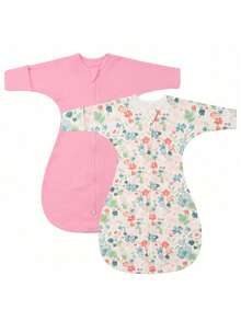 2pcs 3-12 Months Baby Sleeping Bag Transitional Swaddle Infant 1.0 Tog Wearable Blanket With Dual-Way Zipper - Floral - View 7
