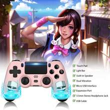 [Upgraded] Wireless Controller For P-S4 Romote Compatible With P-S4/Slim/Pro/Windows PC, Controller For P-S4 With 3.5mm Audio Jack, Touch Pad, Six Axis Motion Control, Charging Cable - 粉色 - 查看 5