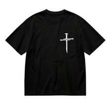 Christian Jesus God Over All Things Graphic Tee - Bible Verse Faith Short Sleeve Unisex T-Shirt - Black - View 2