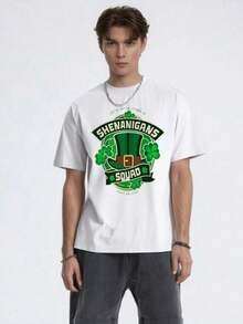 Unisex'S St. Patrick'S Day Shenanigans Squad Graphic T-Shirt - Premium Short Sleeve Tee With Shamrock & Squad Print, Irish Pub Crawl Outfit, Casual Summer St. Paddy'S Day Party Apparel For Unisex - Black - View 6