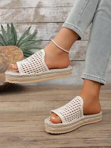 NANBEI ZUO Dép xăng đan nữ màu be kiểu Bohemian đế dây, dép lê đế dày hở mũi phong cách retro mùa hè mới, thích hợp cho bãi biển/công viên/cắm trại ngoài trời, quà tặng Ngày của Mẹ. - Màu be - Xem 4