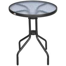 Round Garden/Balcony Table Ø60 X H70 Cm Made Of Metal With Glass Top, Ideal For Garden And Balcony - Black - View 1