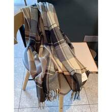 1pc Women's Plaid Fringed Scarf, Faux Cashmere, Warm, Suitable For Daily Use In Autumn And Winter Accessories Women - Cà phê nâu - Xem 3