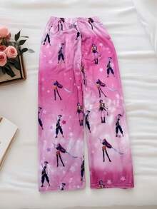 1pc KPOP Anime Print Loose Casual Lounge Pants, Multiple Colors, Korean Style, Autumn/Winter Thermal Lining - Multicolor - View 14