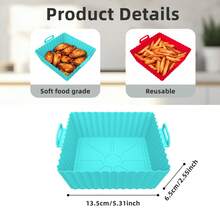 1pc/2pcs Reusable Silicone Air Fryer Mat, Heat Resistant Up To 240°C, Silicone Air Fryer Liners, Reusable Organic Silicone Air Fryer Pads, Deep Fryer Accessories, Kitchen Accessories Replacement Baking Mat - Multicolor - View 3