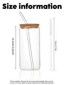 1 chiếc cốc thủy tinh dung tích lớn 500ml, in tên cá nhân theo yêu cầu, kèm ống hút và cọ vệ sinh ống hút, nắp tre, quà tặng Ngày của Mẹ, cốc đựng đồ uống lạnh/cà phê/nước giải khát, có thể tùy chỉnh tên, cốc đựng bia/nước ép/sữa/cà phê đá. - nhiều màu - Xem 7