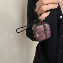 复古磁吸式真皮耳机套,扎染琥珀色,黑色耳机线,适用于 Pro 2,可爱简约设计,也适用于 3/4、第一代/第二代,女士款 - 棕色 - 查看 2