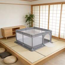 Activity Fence/Isolation Barrier/Activity Center, With Non-Slip Base And Breathable Mesh Fabric (127*127*68 Cm/150*180*68 Cm/180*200*68 Cm) - Grey - View 6