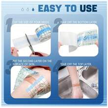 透明粘性绷带纹身护理绷带，防水保护膜纹身绷带卷，皮肤敷料，适用于游泳纹身护理 - 彩色 - 查看 5