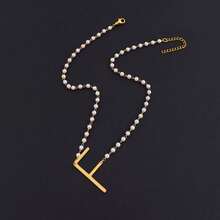 1pc Fashionable Retro Large Letter & Faux Pearl Decor Women Necklace - White - View 23